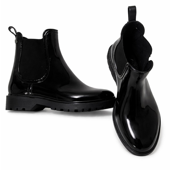 Aldo Other - ALDO Black Patent Chelsea Boots Size 38 (US 7.5–8) Lug Sole Rain Boot Style